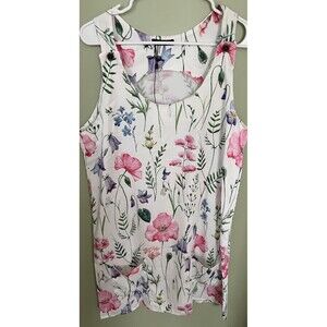 Just Fashion Now Women's White Floral Sundress Pockets Sleeveless Size Large